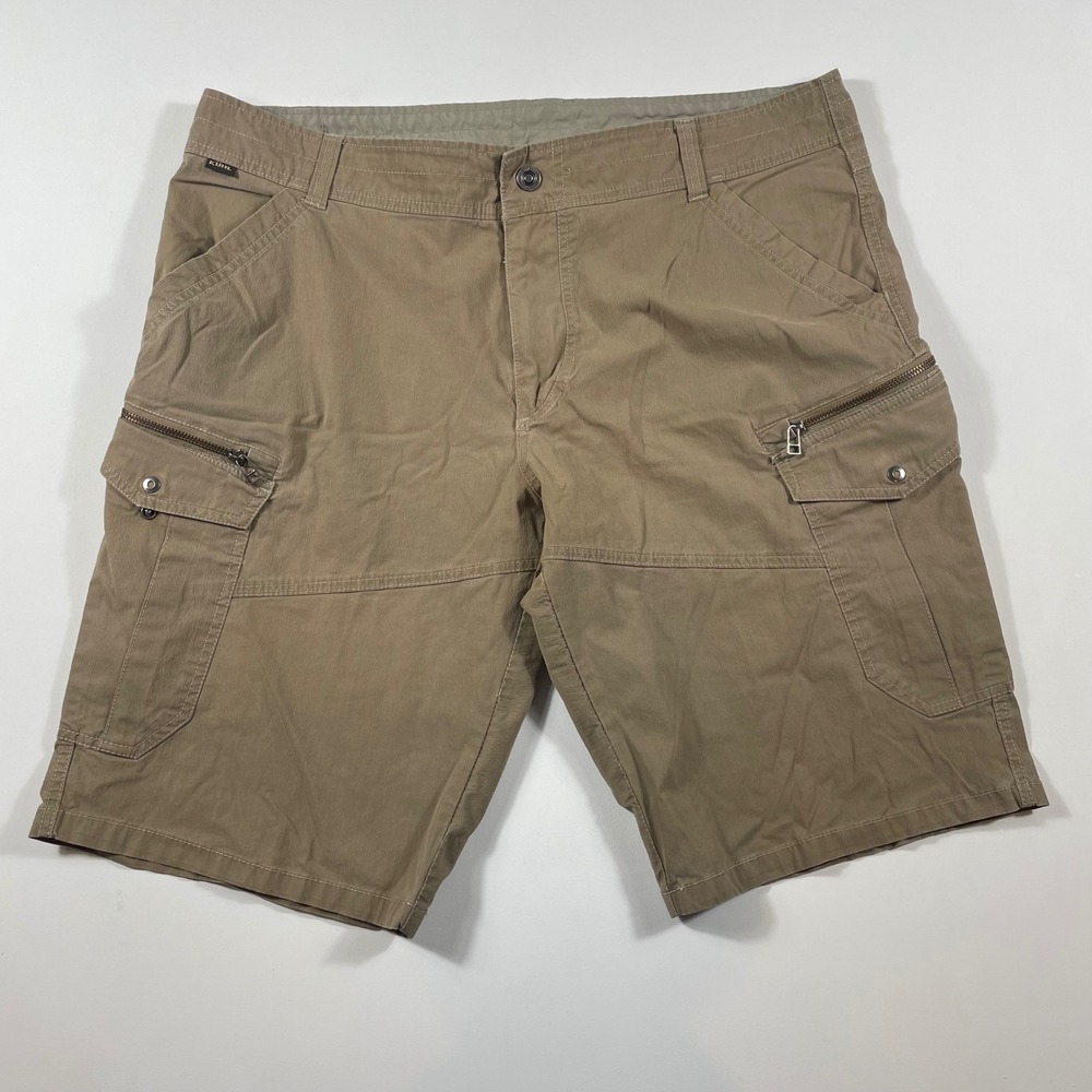 Kuhl Cargo Shorts Mens 38 Renegade Zipper Pockets Khaki Tan Performance Hiking